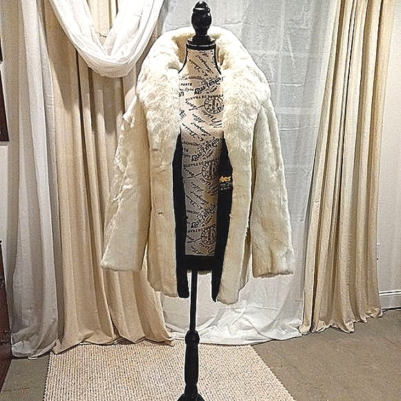 Classy Evening Formal Midi Coat Boxy White Elegant Warm statement sleeve - Picture 4 of 10